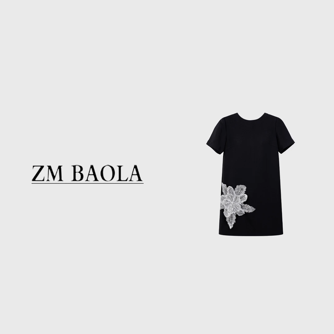 ZM BAOLA【花白】时尚高级珠片刺绣连衣裙BL3255-S2
