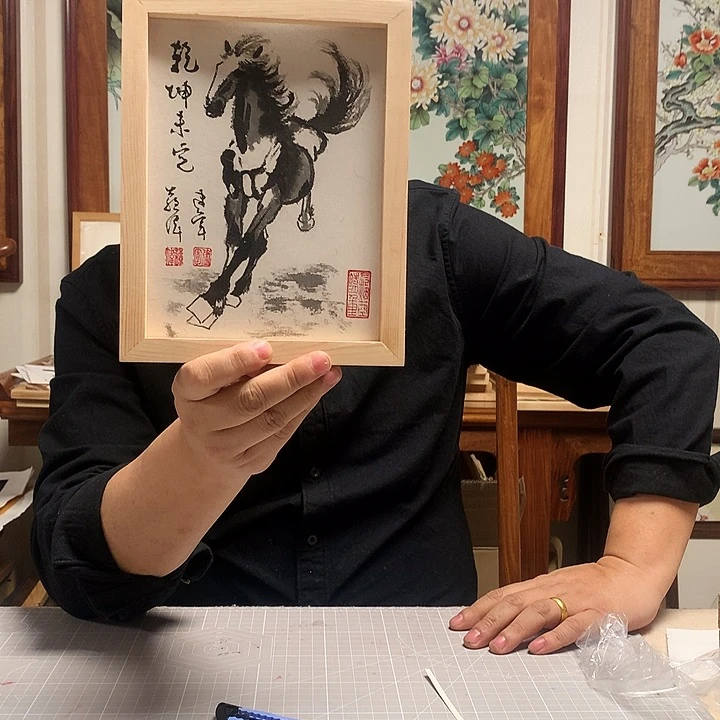 纸本手绘字画定制摆台
