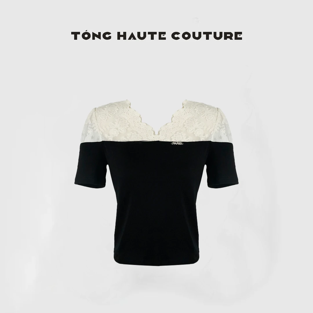 【云边】25年夏季轻奢高级感蕾丝拼接T恤 YY153