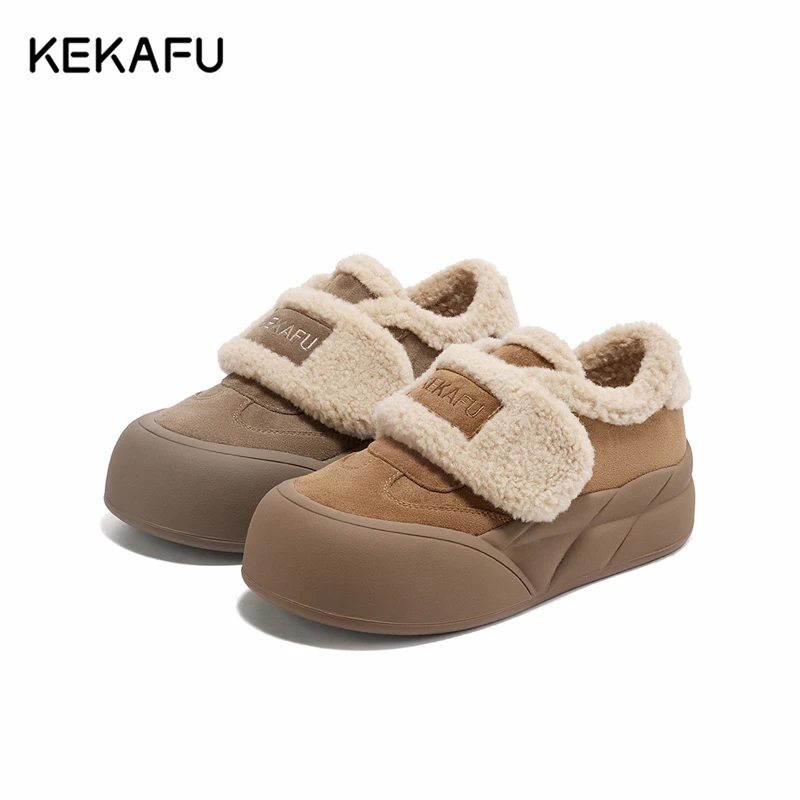 KEKAFU/珂卡芙爆款加绒保暖毛毛鞋冬季厚底雪地靴外穿防滑棉鞋