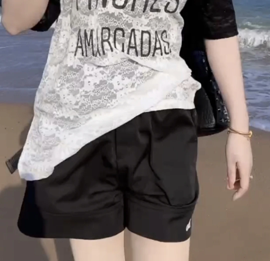 常规款透气纯色五分裤夏季短裤蕾丝宽松显瘦打底气质