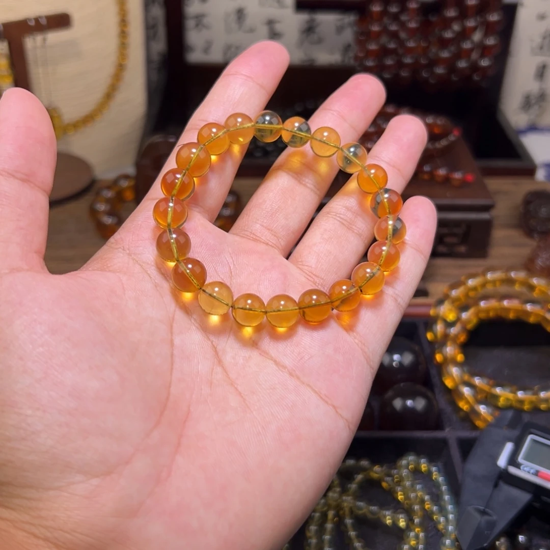 琥珀未镶嵌颈饰9mm金珀手串