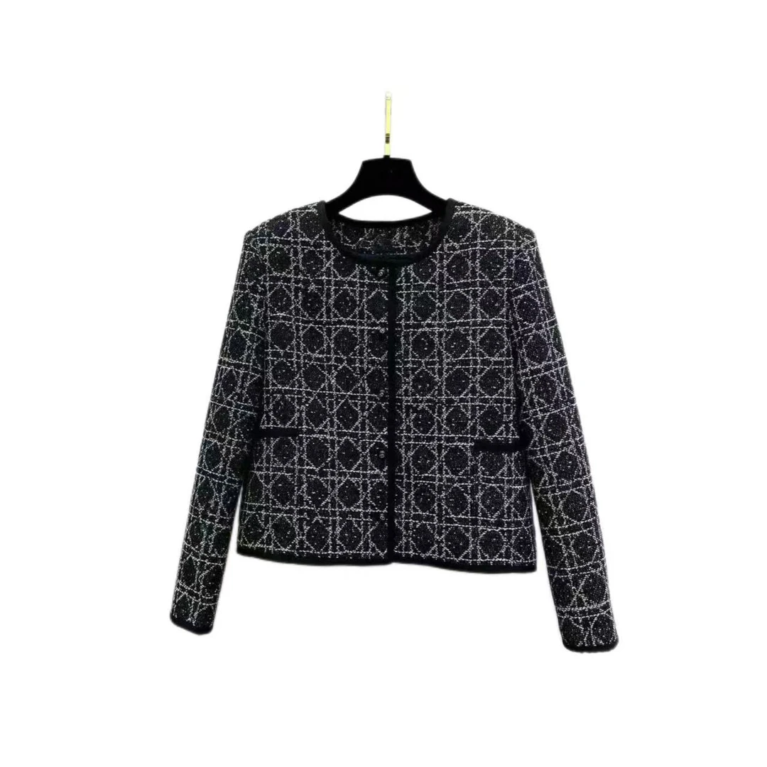 DD082小香风藤格纹外套