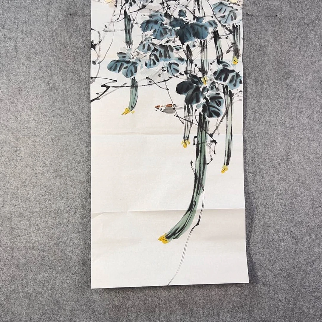 国画294 花鸟在树丛的顶端鸣叫叫声