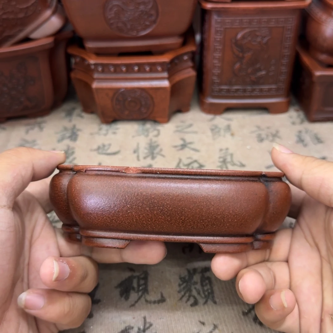 紫砂花盆12.5x9.5x3.5内经紫砂花盆