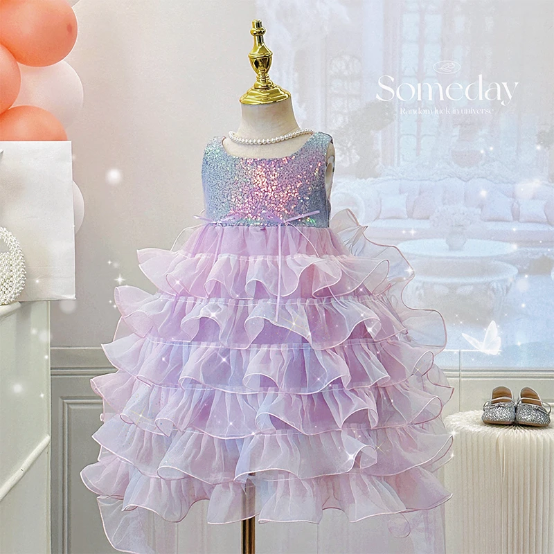 女童夏季蛋糕裙2025新款儿童连衣裙宝宝生日礼服小女孩公主裙洋气