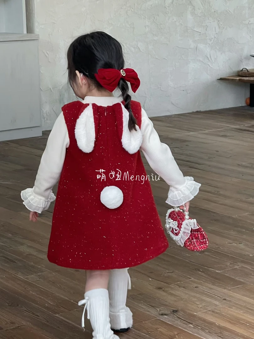 SC791女童2025冬季国风加厚新中式加绒马甲旗袍裙