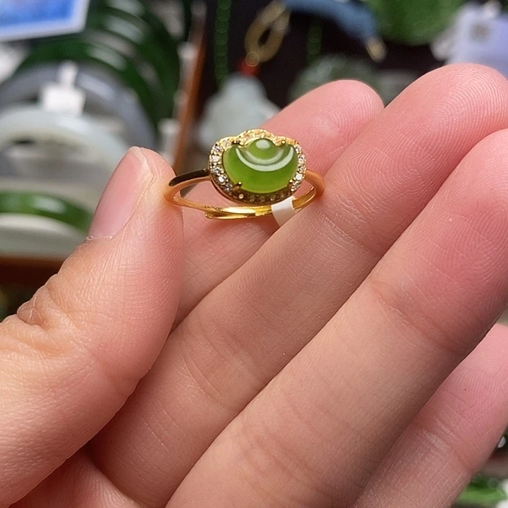 和田玉银S925镶嵌戒指