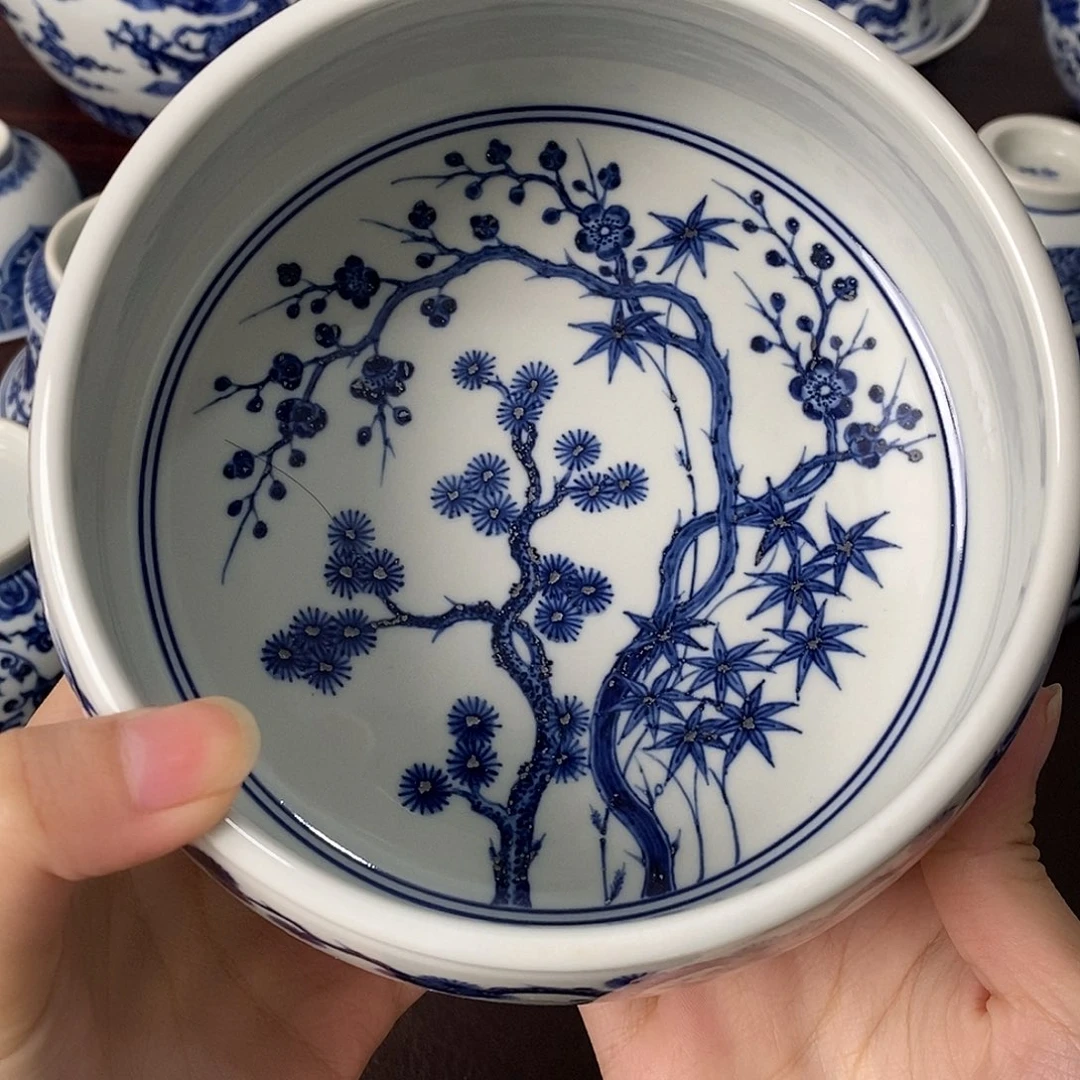 手工手绘松竹梅水洗