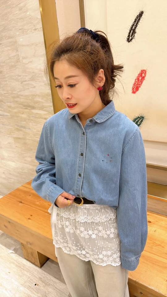 【伟伟专属】牛仔翻领韩系百搭衬衣