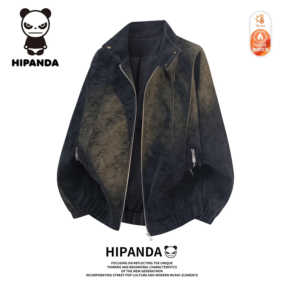 HiPanda立领麂皮绒夹克男士2025秋冬加绒加厚休闲痞帅宽松外套潮
