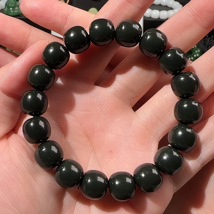 和田玉（青玉）未镶嵌手串卡12