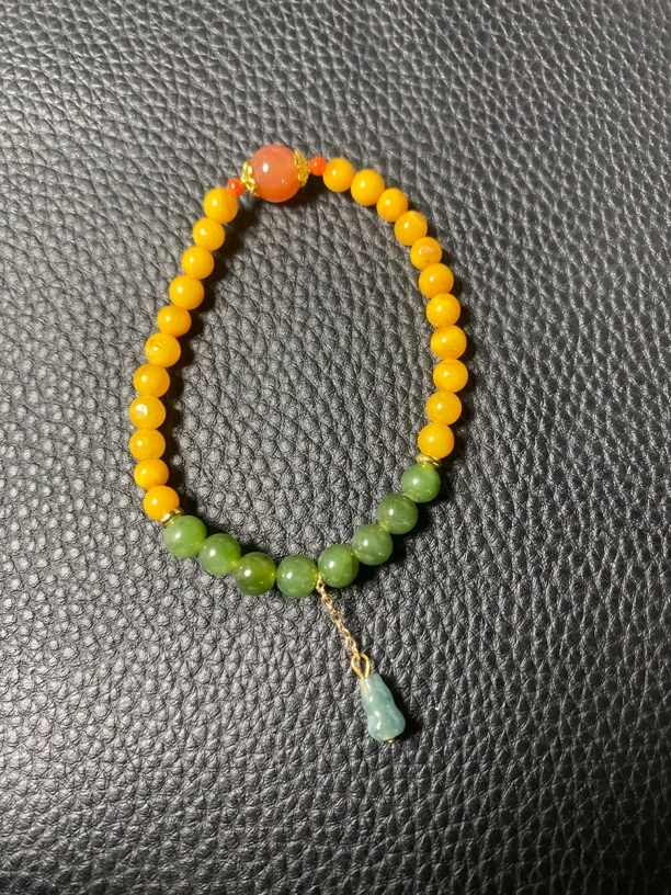 碧玉+蜜蜡,创意手串,6mm