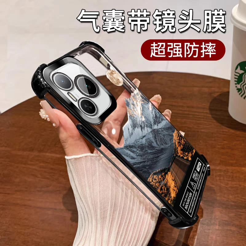 新款适用荣耀Power手机壳男士气囊防摔套透明全包自带镜头膜 个性