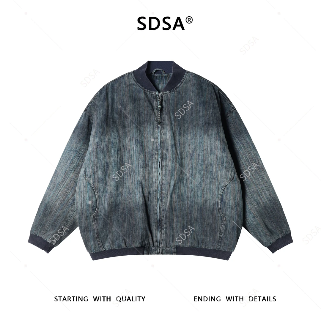 SDSA男士秋冬新款痞帅男装复古渐变棒球领夹克外套休闲百搭时尚