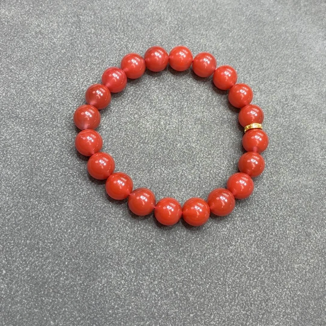 南红玛瑙未镶嵌手串大黑洞深水红卡9+