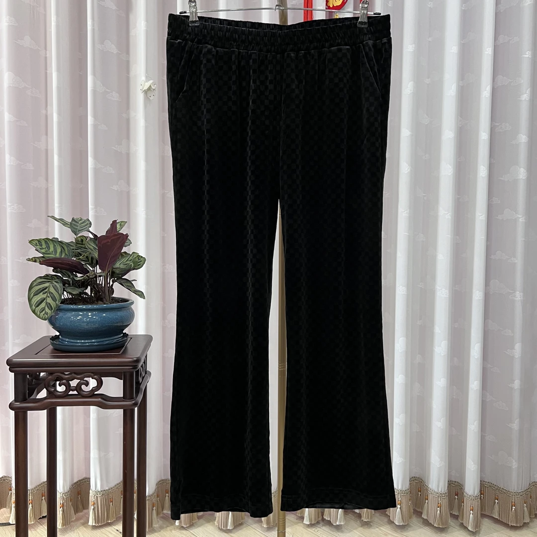 胖人坊大码丝绒阔腿裤897