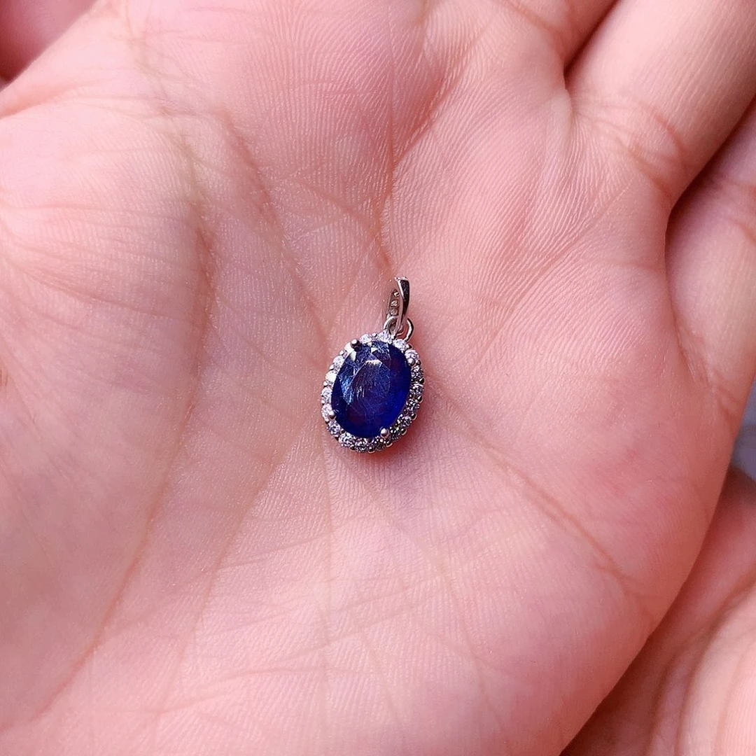 蓝宝石颈饰银S925镶嵌