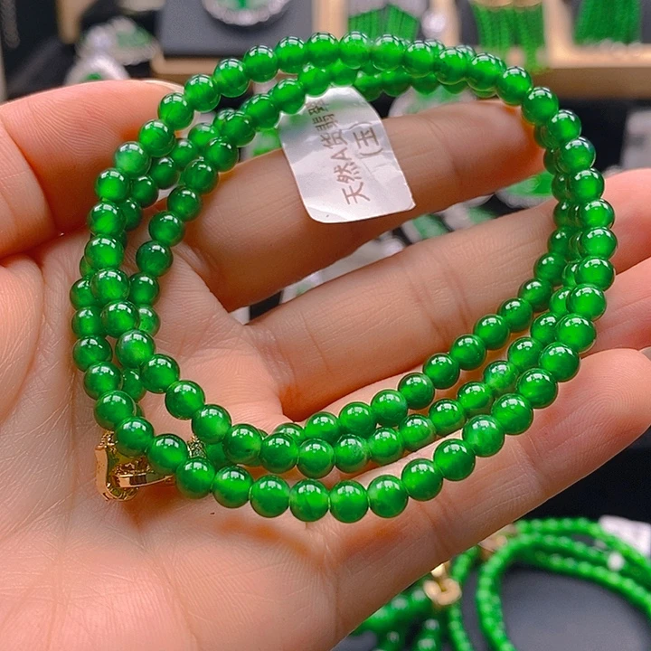 @****翡翠未镶嵌耳饰天然A货翡翠珠链卡5