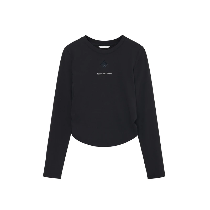 【岚岚专属】PM2210207休闲T恤长袖牛仔蓝色针织女士黑色圆领套头