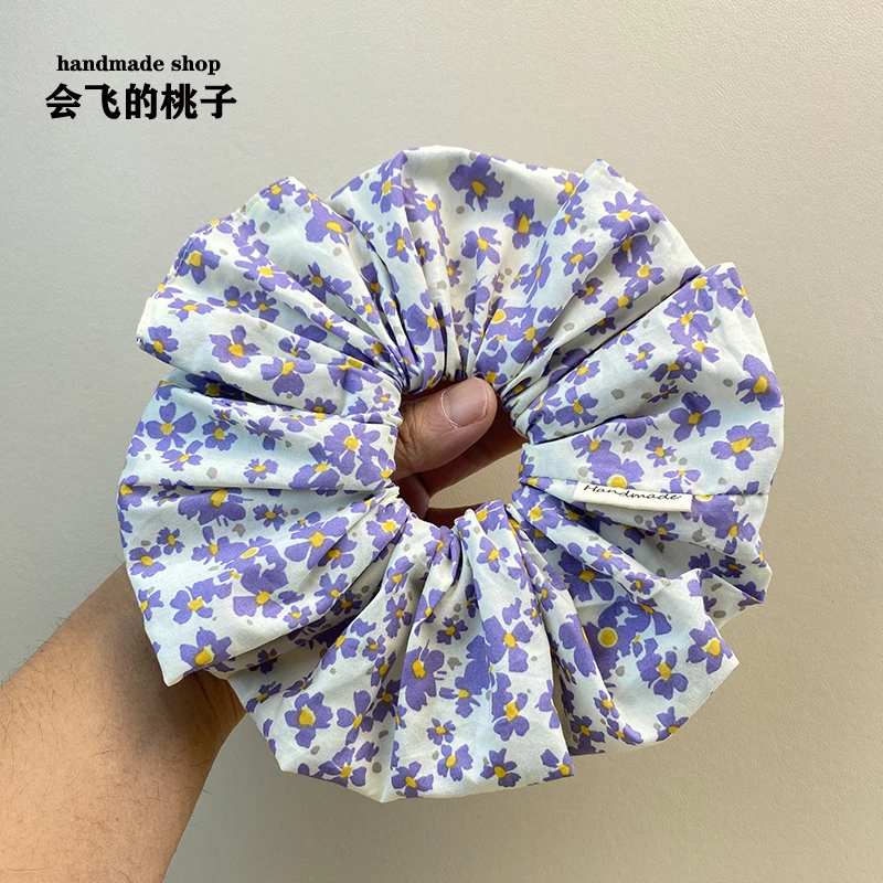 【209】原创设计气质碎花大肠发圈女大号复古韩系发饰发绳头花发饰