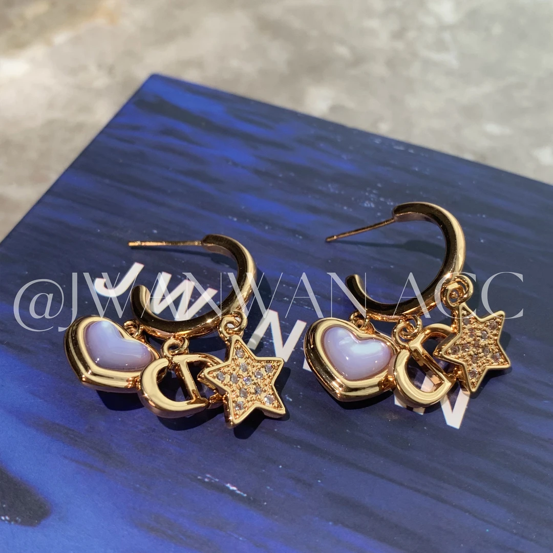 铜合金锆石耳饰 圣罗星际.紫贝五角星金鼻多吊坠耳环01ED3013QX