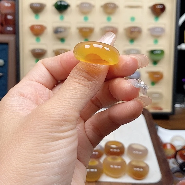 合金戒指玛瑙/玉髓珀**影