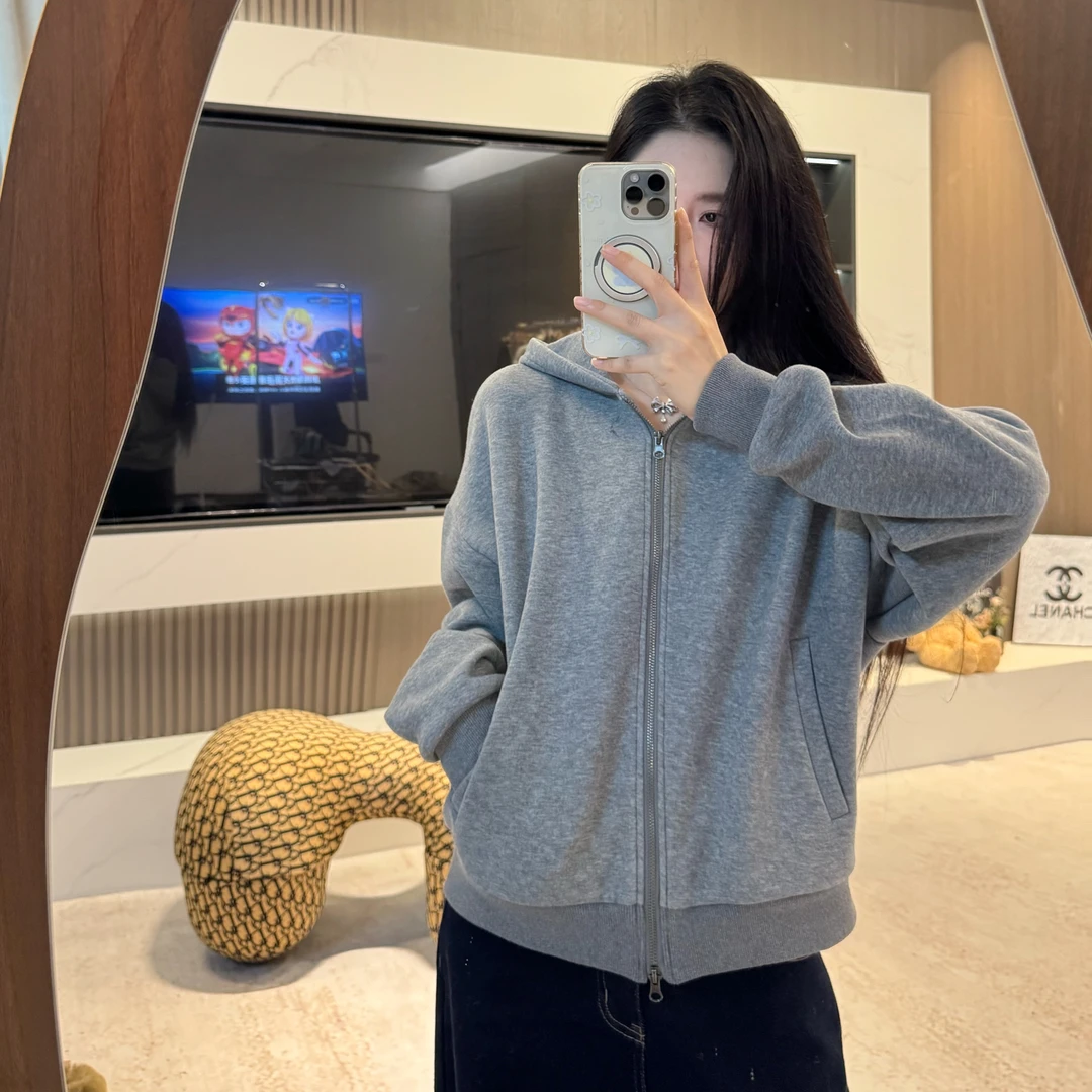 宿慕SUMU露思许妍同款加绒连帽卫衣外套秋冬新款休闲宽松慵懒外套