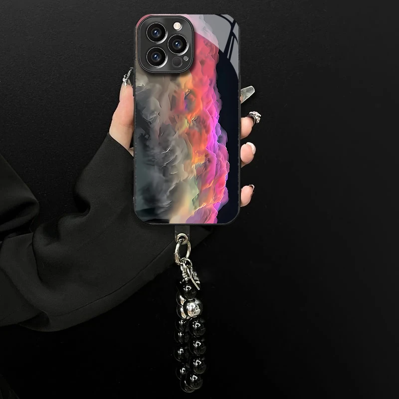 电镀玻璃适用苹果/oppo/华为/vivo/小米高级感彩虹云朵创意手机壳