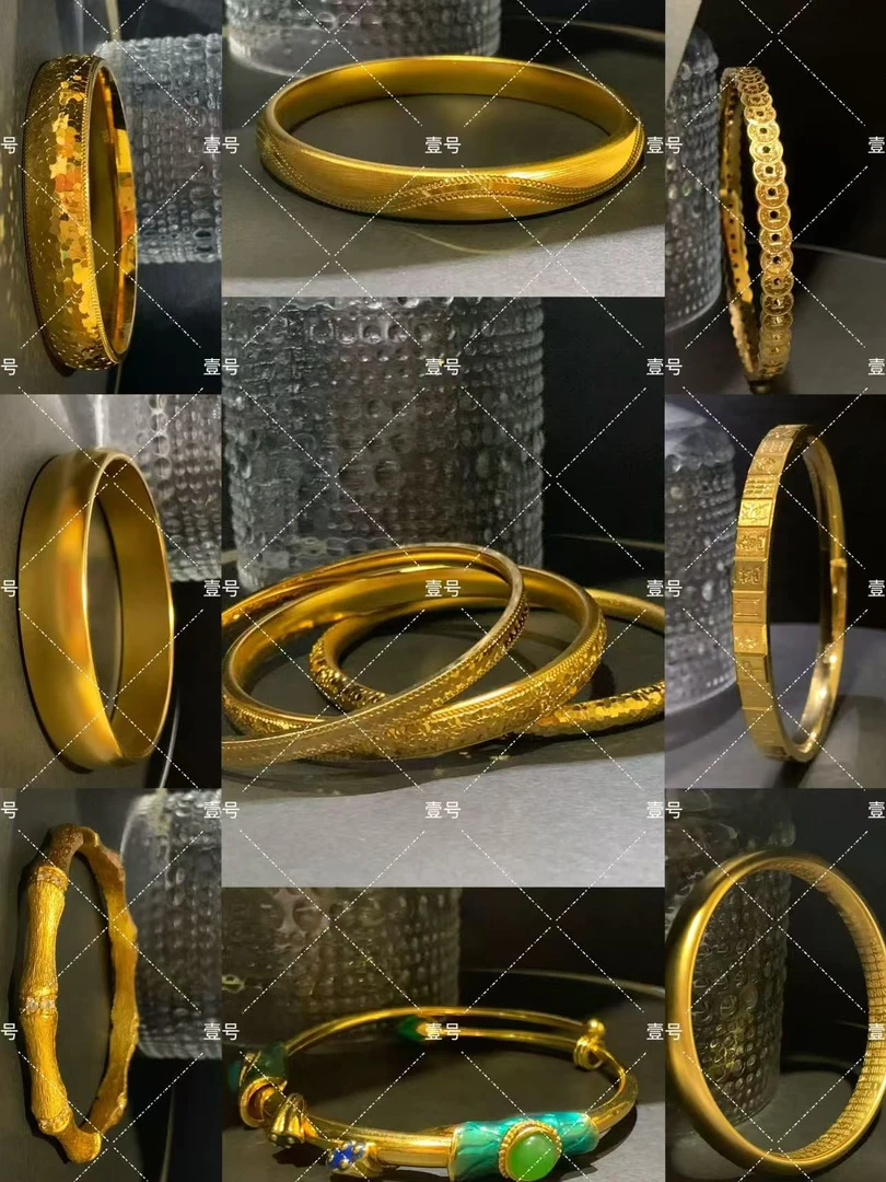 合金手镯 【壹号】金铺古法手镯素圈磨砂传承传承素款简约时尚