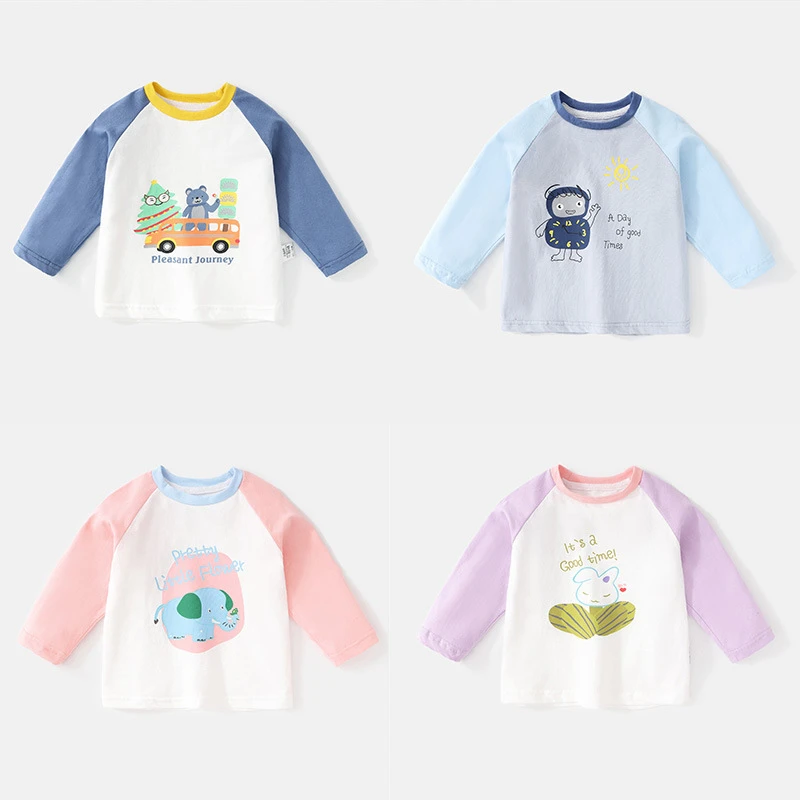 女童T恤长袖宝宝秋季男宝上衣男童打底衫小童婴儿网红外出服春秋