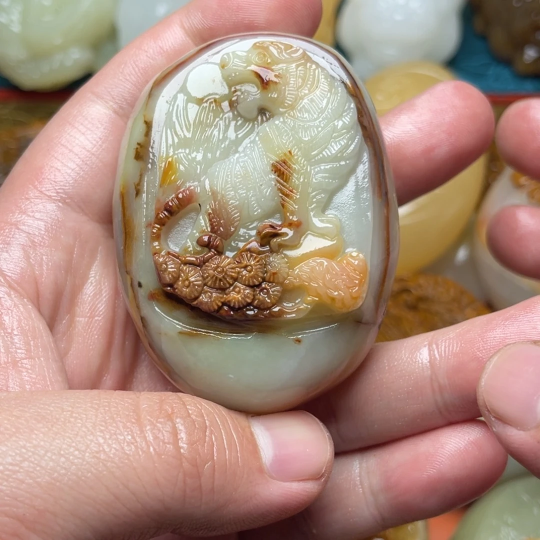 瑞***雪石材天然方解石手把件不退换