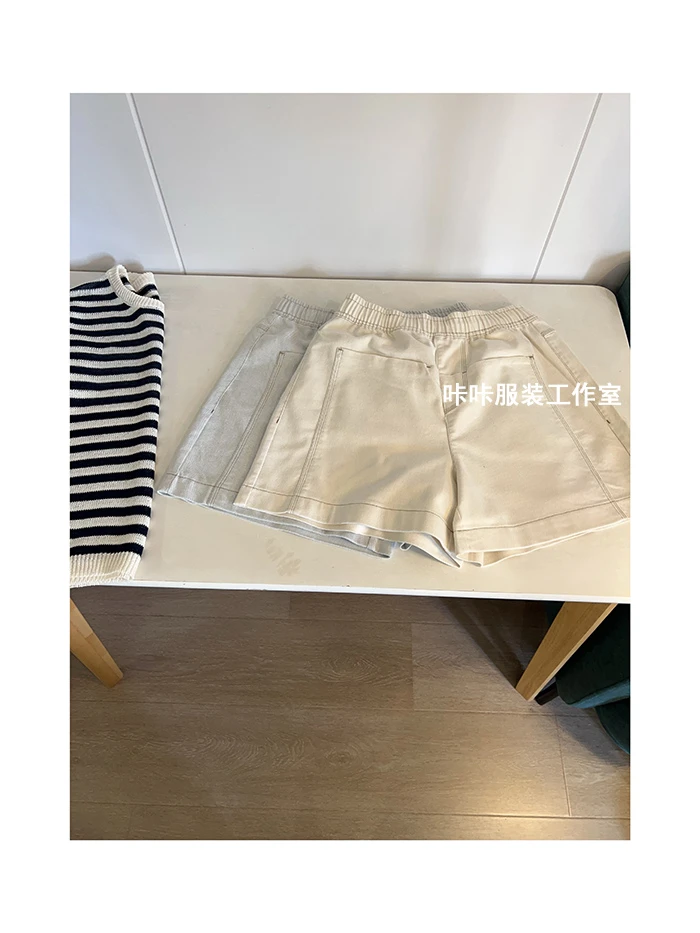 REKAYYAT“自在”夏季时尚百搭别致口袋内抽绳设计风格四分牛仔短裤