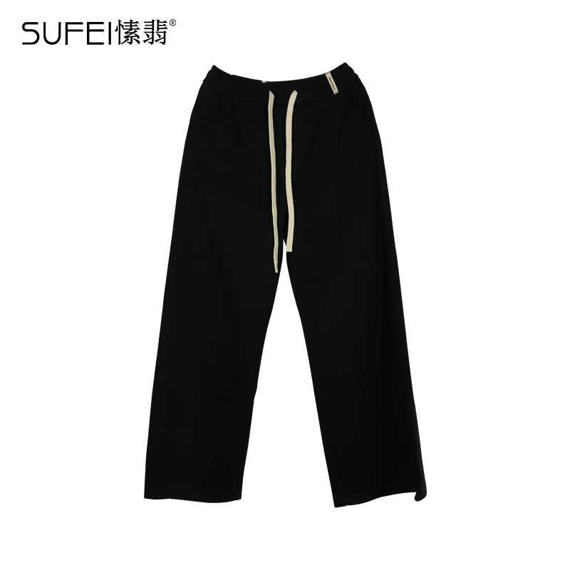 SUFEI/愫翡S51XX0153A 春季新款抽绳简约高街潮流休闲裤 0153