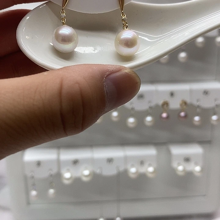 耳饰银S925镶嵌淡水珍珠