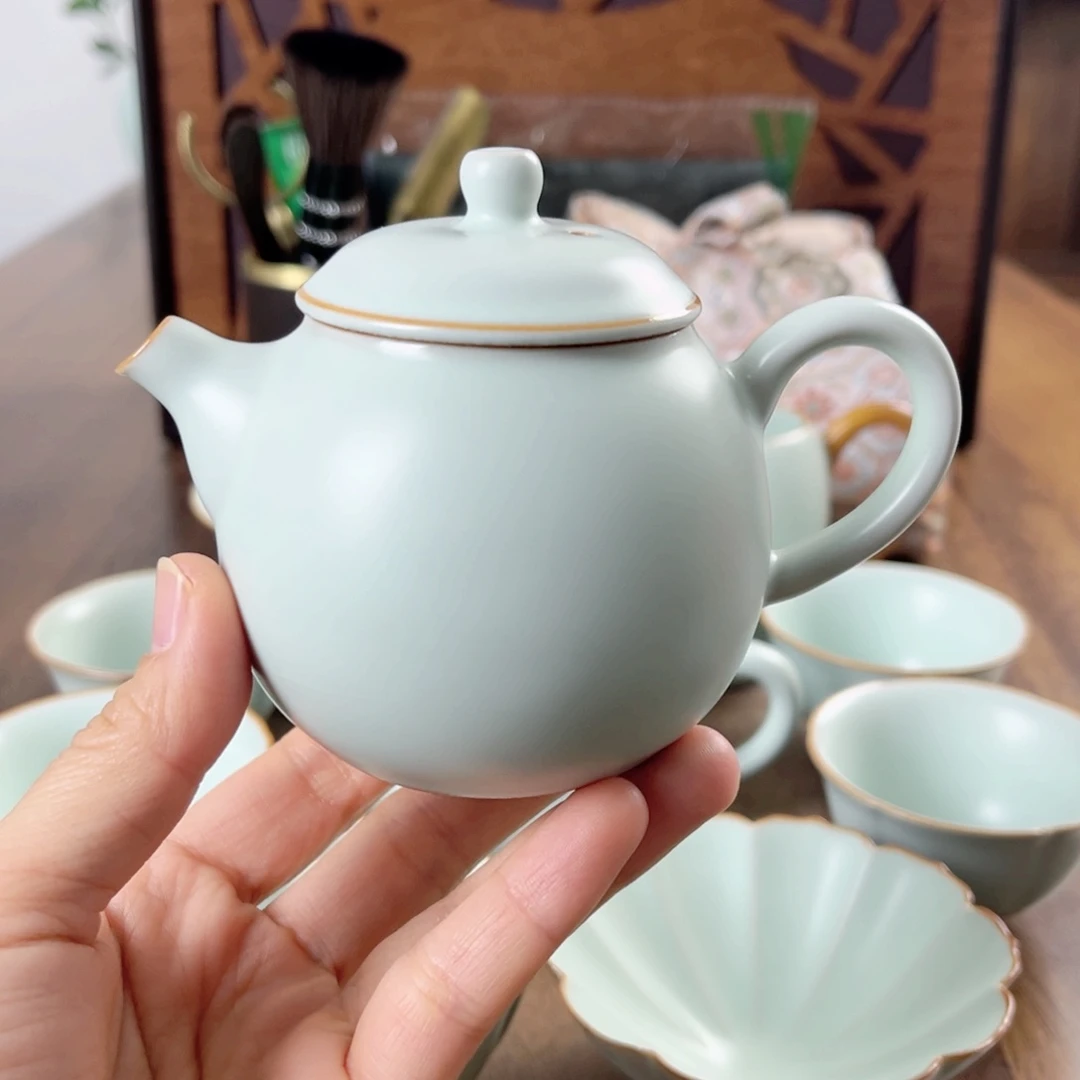 壶古*茗仙南汝窑微瑕文旦壶