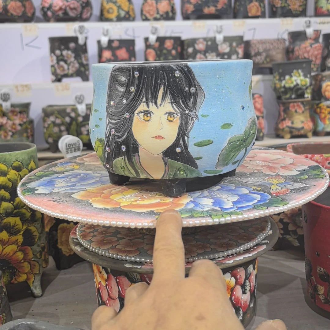 红泥花盆景德镇花盆