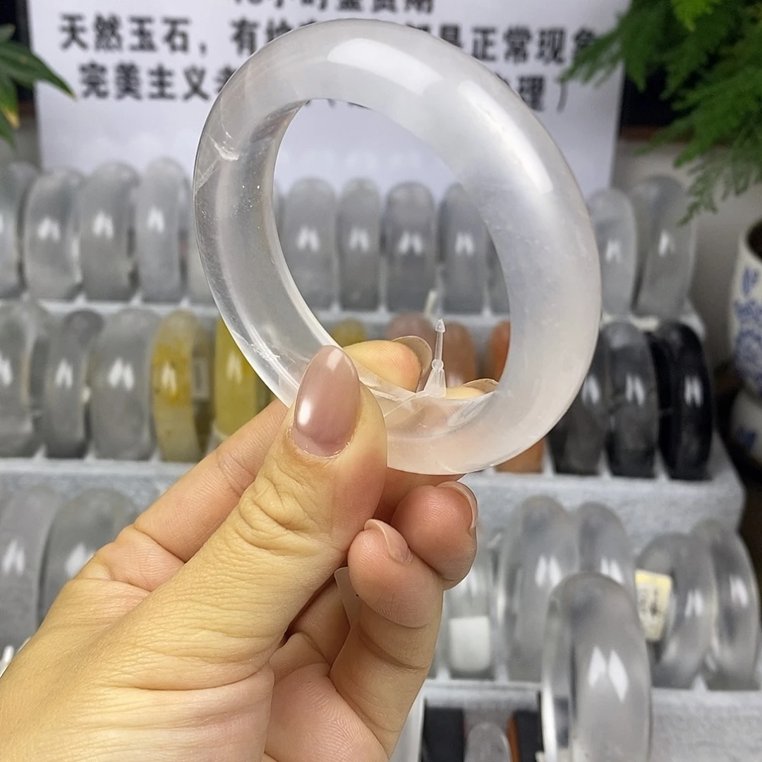 石英质玉未镶嵌手镯53.7白月光羽毛4241