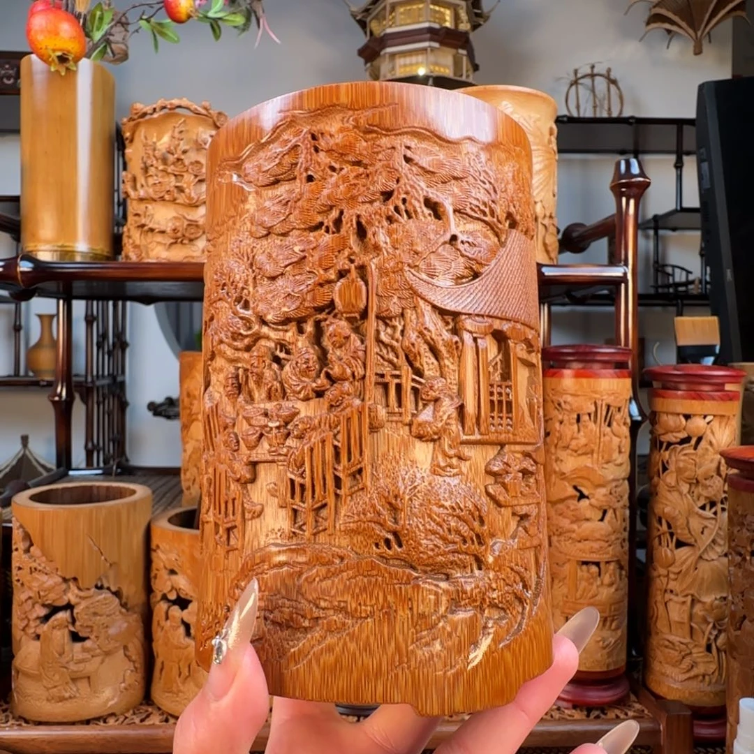 竹夜宴图中号笔筒