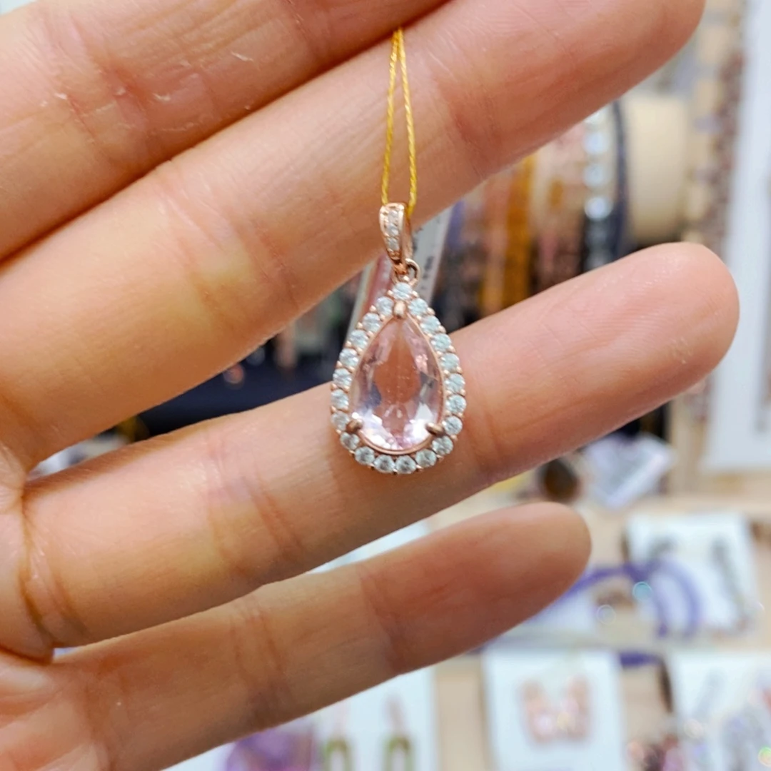 绿柱石吊坠(赠链)银S925镶嵌