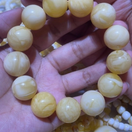 琥珀未镶嵌手链圆珠手串