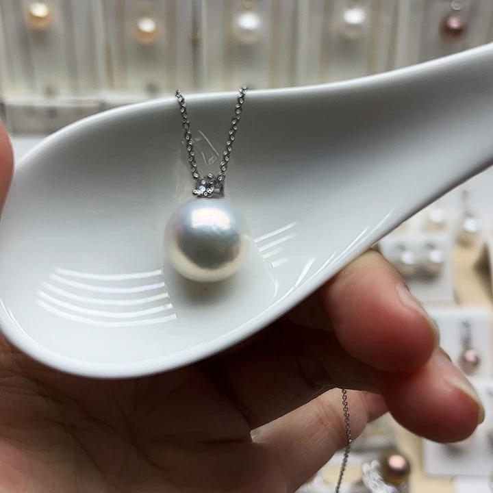银S925镶嵌淡水珍珠吊坠(赠链)13.1