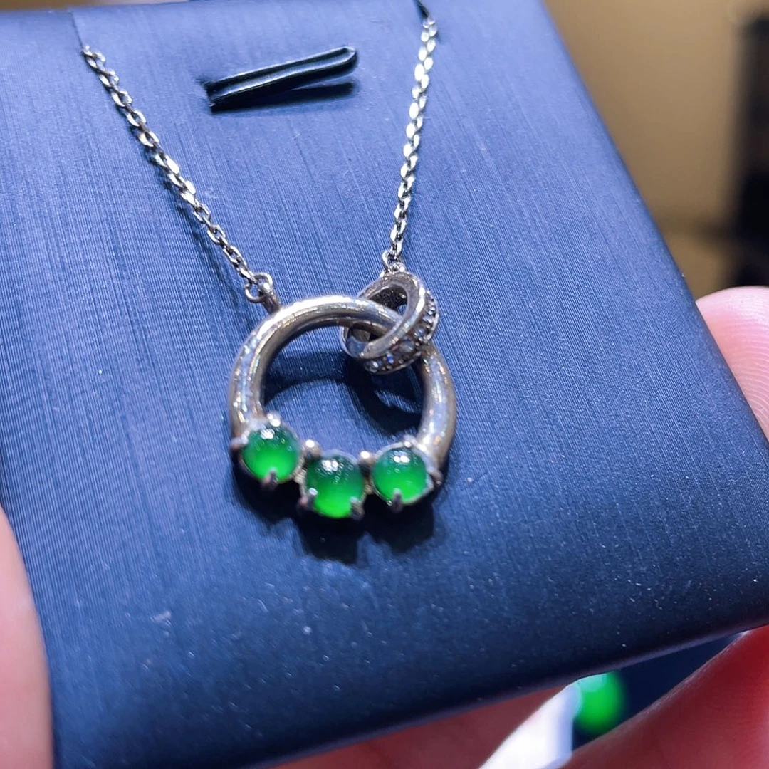 翡翠银S925镶嵌颈饰吊坠