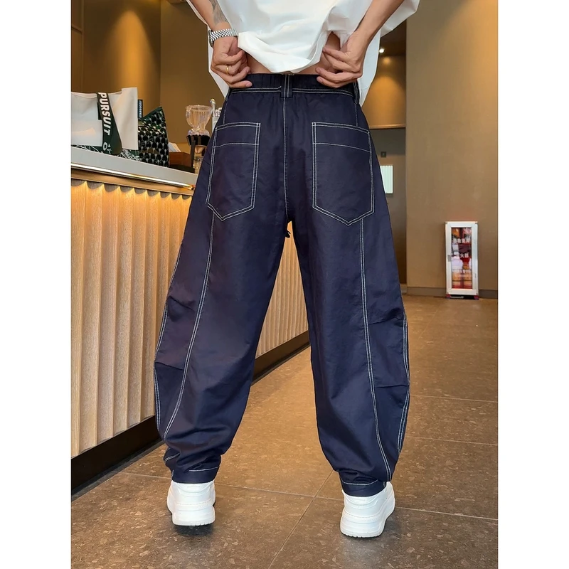 【语乐3店】6801亚麻棉凉爽垂感弯刀裤夏季薄款明线褶位阔腿休闲裤