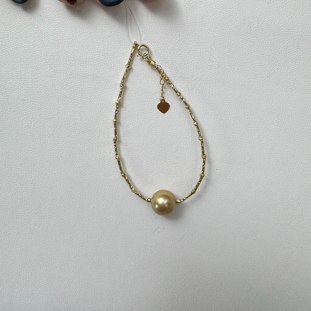 海水珍珠金珠手链10-11mm