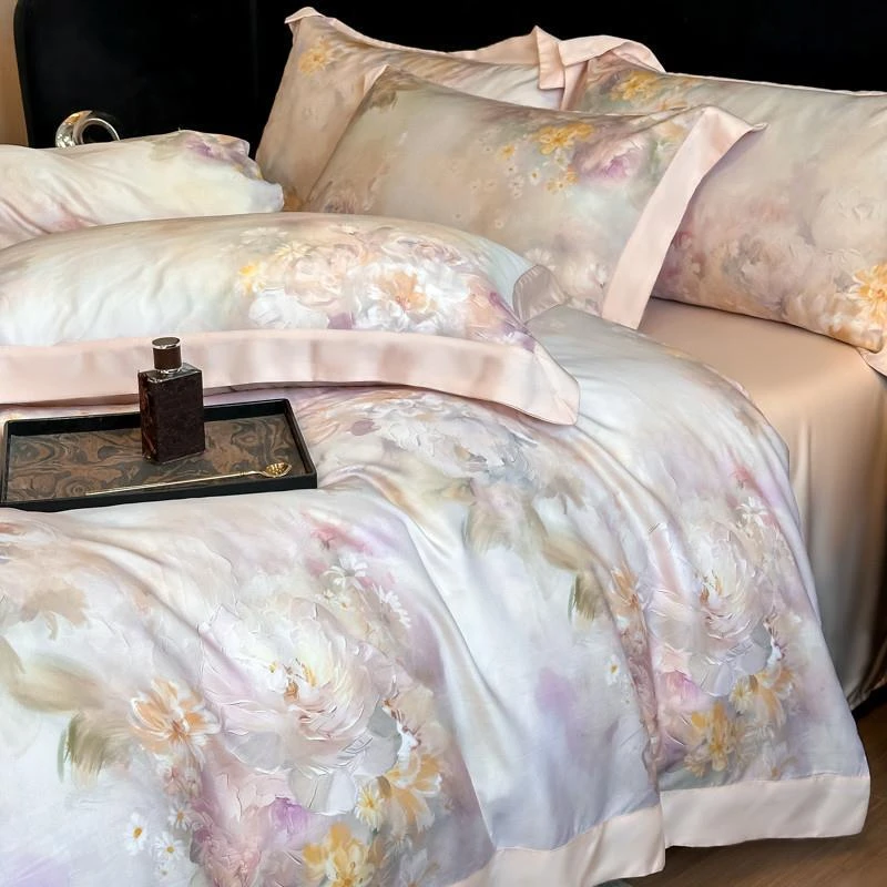 水星家纺适用A类母婴级莱赛尔天丝夏季四件套凉感被套冰丝滑床单