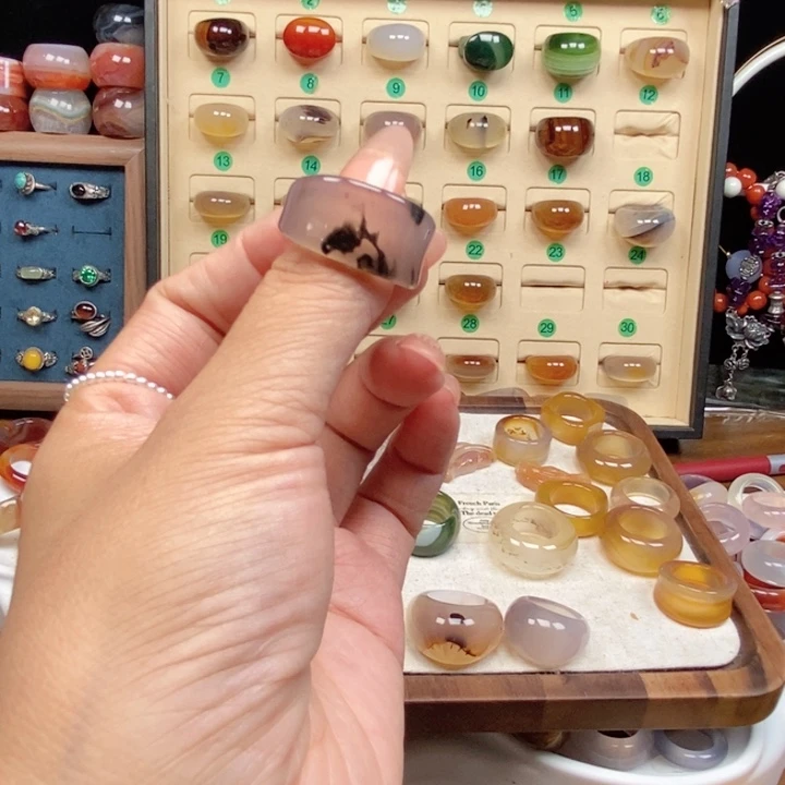 合金戒指玛瑙/玉髓糖*