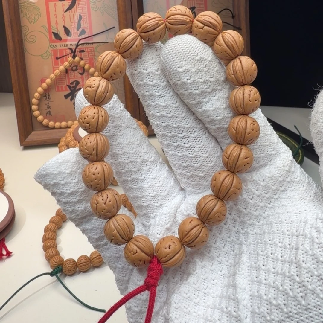 飞***鱼桃核手串1.3「肌肉一道筋」野生桃核手持