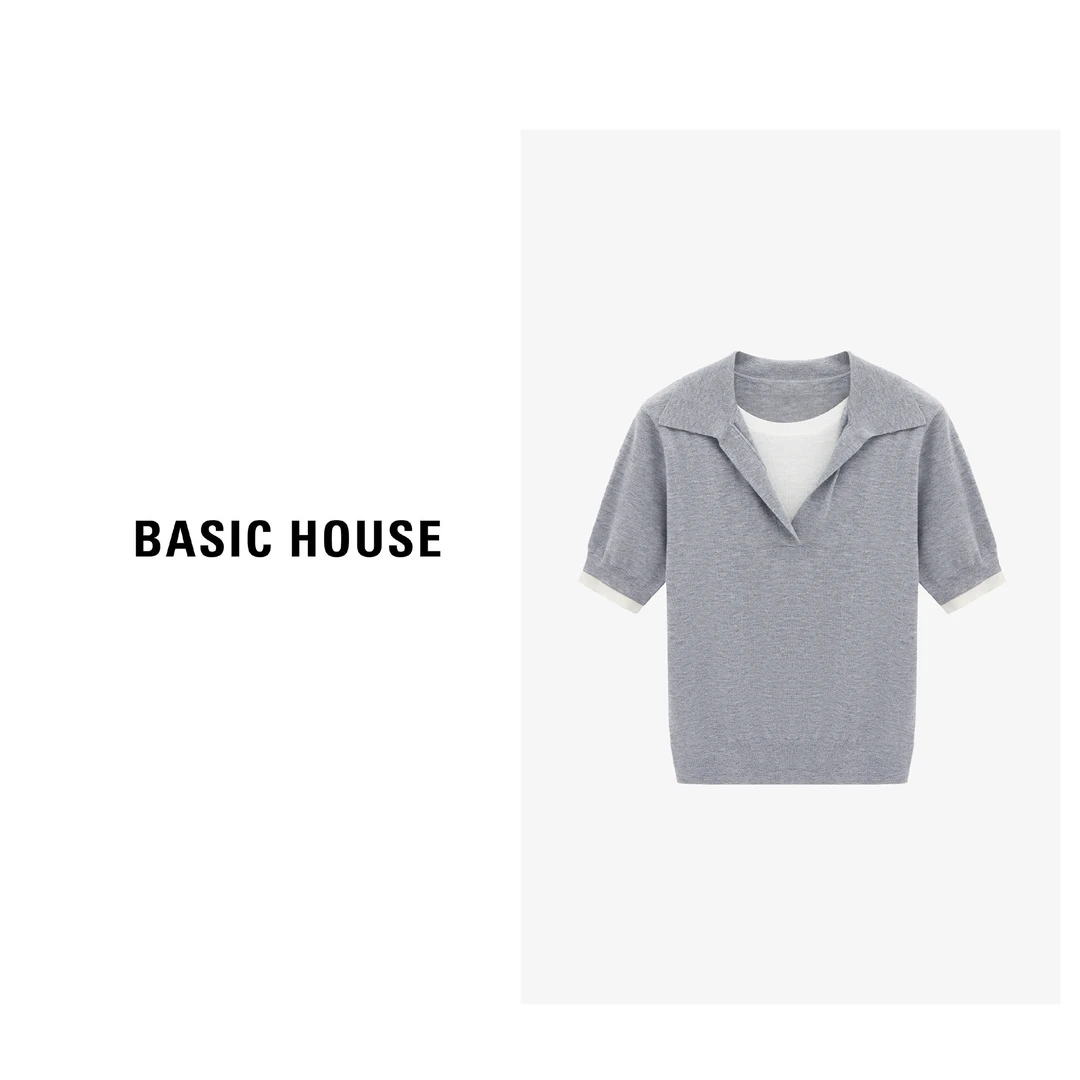 Basic House/百家好春季舒适休闲百搭简约时尚针织衫-B0625H5O152