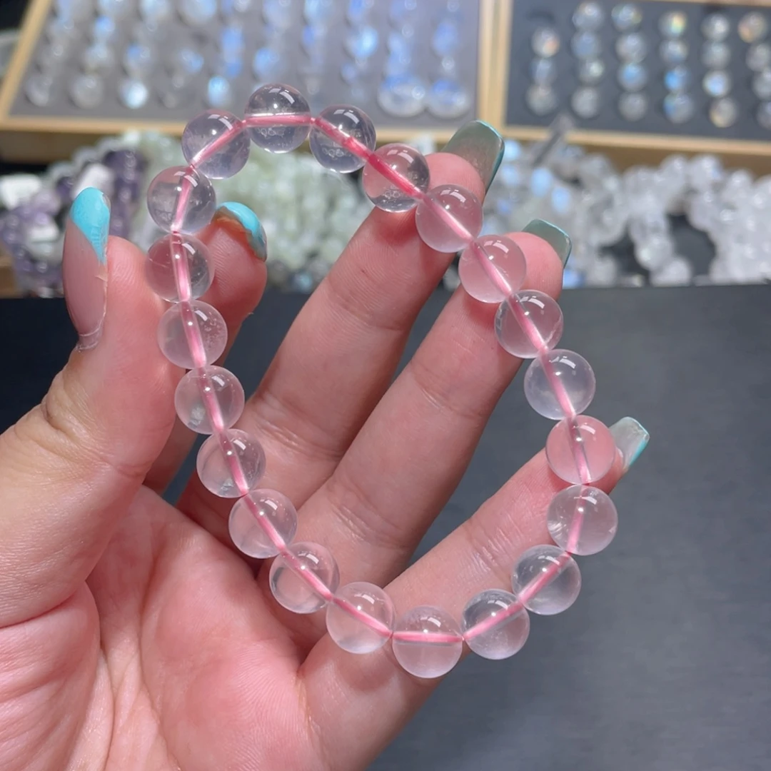 M***w水晶未镶嵌手链六芒星粉水晶手链9.5mm